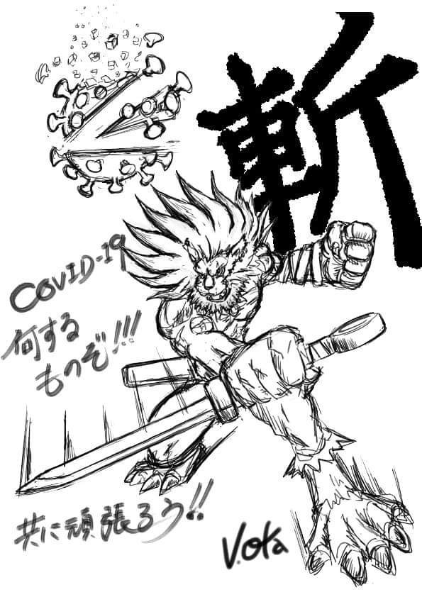 digimonfreaks1's tweet photo. Dibujo realizado por #VolcanoOta donde nos muestra a #Leomon haciéndole frente al #COVID19
#Digimon #coronavirus

https://t.co/rEejdGBXTT https://t.co/UZkFDvO05d