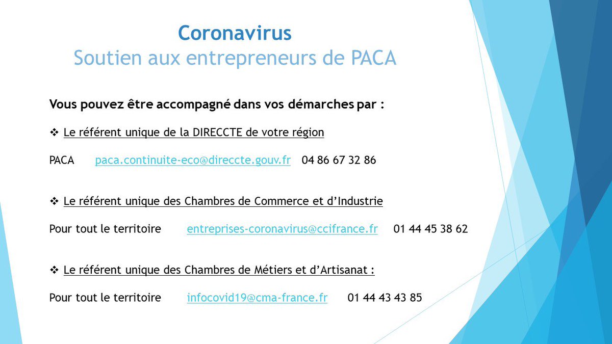 Mails et numéros importants pour les entreprises fragilisées par le #CoronaVirus