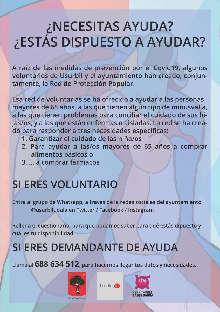 AgurtzaneSola's tweet photo. Txarrenari onena ateratzen dakien herri bat da geurea ere: @usurbiludala k, Hurbilago herriko merkatarien elkarteak eta boluntarioek Herritarren Babes Sarea osatu dute. Kartel eta honetan xehetasunak: https://t.co/aB55cW7pA1