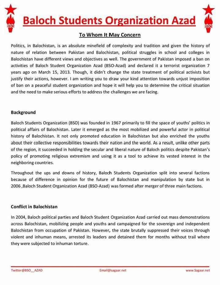 DMBaloch_'s tweet photo. The ban by the Pakistani state on @BSO__AZAD aims to stop its political activities, but it obvious that the Pakistani state is failed in it. BSO Azad has continued its activities among youths and is substantially contributing to this ongoing freedom movement. #RemoveBanOnBSOAzad https://t.co/k75p1ssEBs