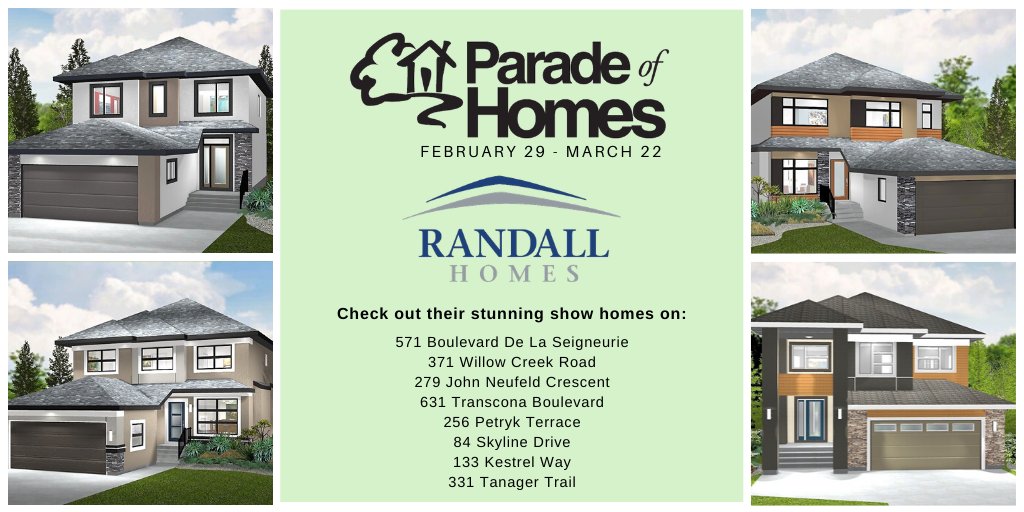 Feature Parade Builder: @RandallHomesWpg - Come see their stunning show homes at the 2020 Spring #paradeofhomesmb! Visit their website at: buff.ly/2Q8tI6K! To learn more about all the show homes featured in this parade, click here: buff.ly/2LA1BM3