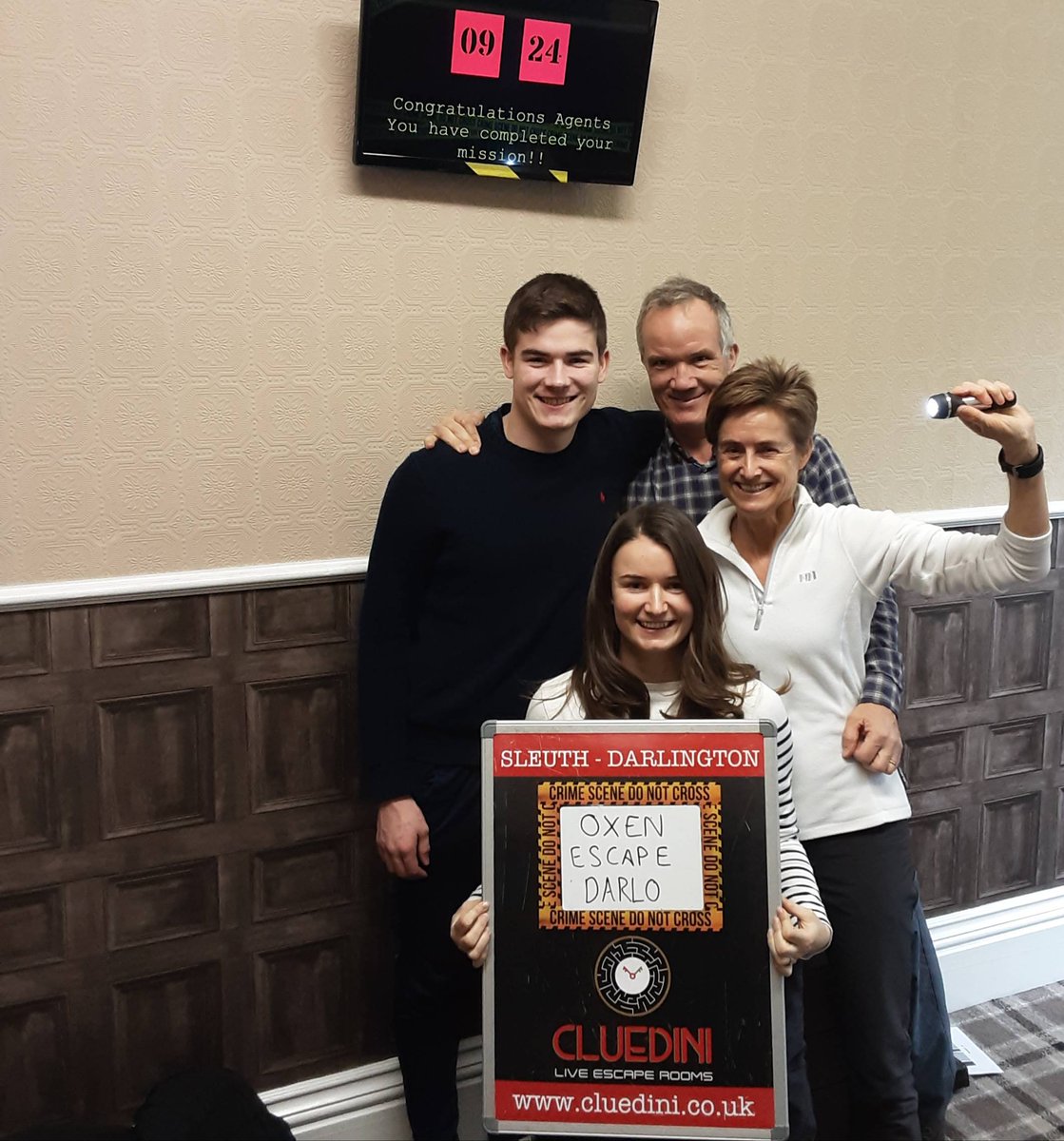 🕵️‍♂️ OXEN ESCAPE DARLO : Detectives David, Helen, Claire &amp; Piers
#sleuthedit in 51 minutes! 

Up for the challenge?
Book Now @ cluedini.co.uk

🕰 One Hour
🧩 One Room
🔑 One Mission