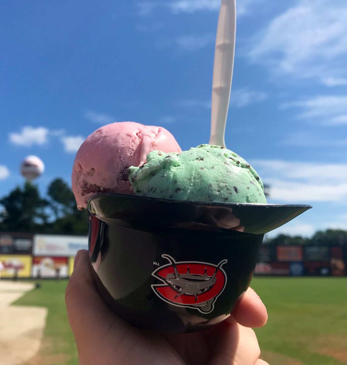 Day three without baseball.Here’s a picture of ice cream in a helmet because all ice cream hits different when served in a mini helmet.