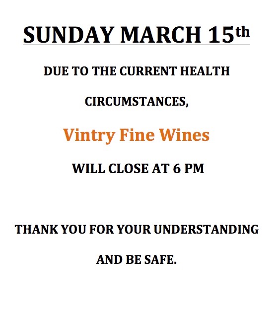 VintryFineWines's tweet photo. We will continue to provide updates on our business hours throughout the coming days. Today we close at 6pm. Thank you for your continued support and understanding.

-Vintry Staff https://t.co/2bIMDcIQzh