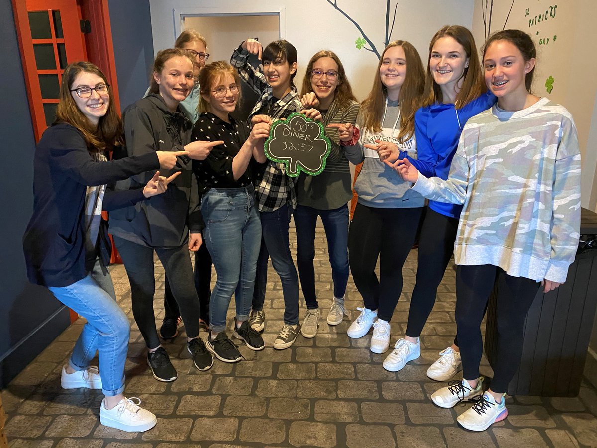 mcgiftedbarons's tweet photo. Slipped in the coolest field trip ever just under the wire before school closed. Girls beat their room record!! #escaperoom #lancastercentralmarket #pineviewdairy #icecream #babycows #teamwork #history #freshair https://t.co/v8si2S45yu