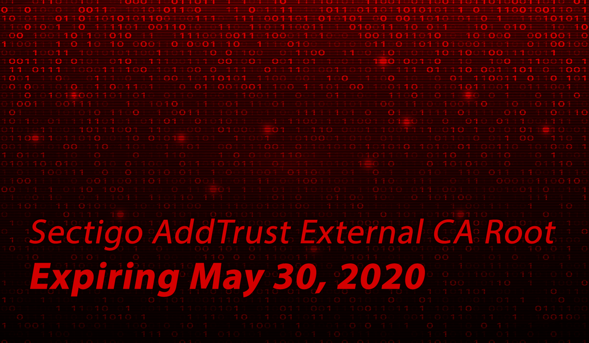 Sectigo AddTrust External CA Root Expiring May 30, 2020. 
What Do You Need to Do? Complete explanation guide.

gogetssl.com/wiki/intermedi…
