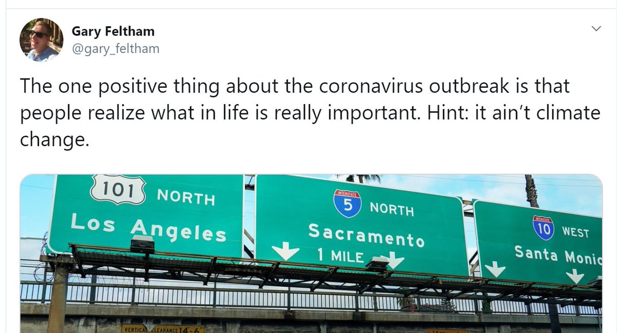 KetanJ0's tweet photo. It's all happening folks. Climate change isn't real because Corona Virus is real. That's the new line. https://t.co/TQ6fAPuj0s