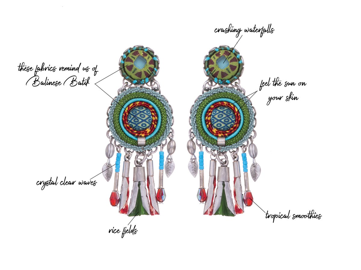 IsArtLLC's tweet photo. Whether you like to travel near or far, you can’t deny these earrings take you to the lush, tropical island of Bali. #wanderlust #bali #fabric #inspiration #inspire #travel #tropical #lush #rainforest #jewelry #ayalabar #handmade https://t.co/H1GoEUdOUp