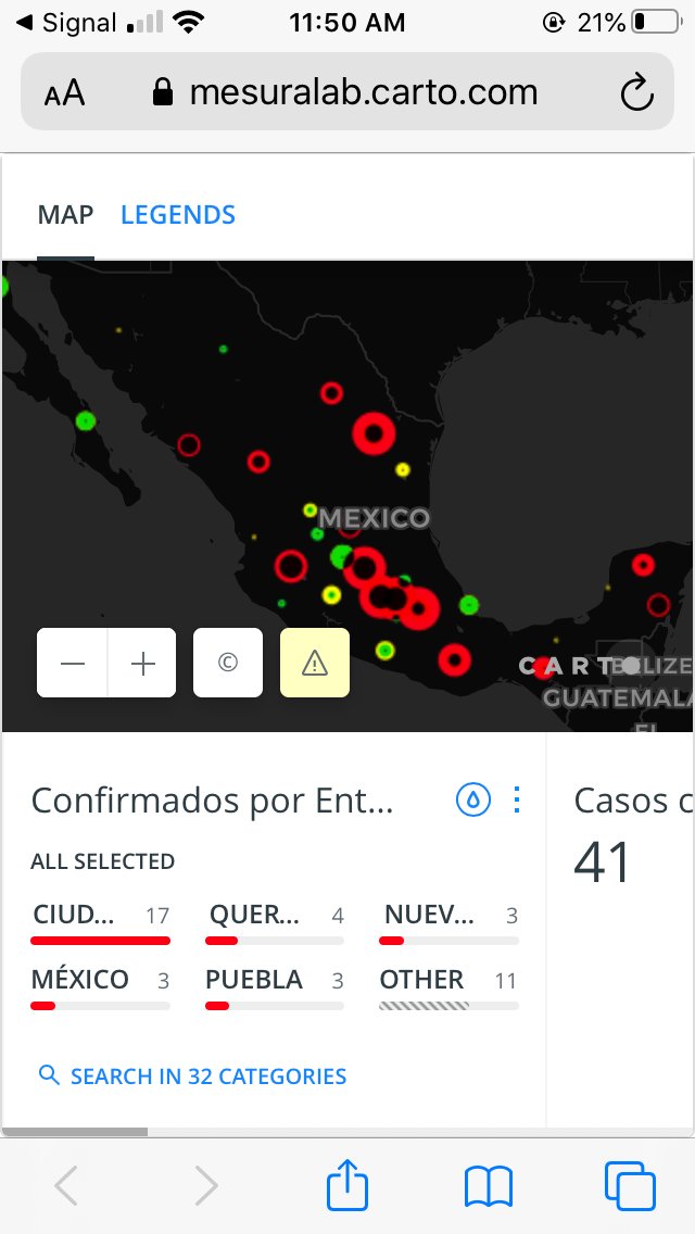 lareynadelnorte's tweet image. Un mapa de los casos detectados en México por COVID-19 tiempo real  creado por @mesurar

mesuralab.carto.com/builder/b3288f…