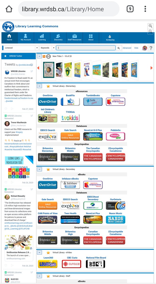 KimDroumtsekas's tweet photo. WRDSB's Overdrive system is available for students and staff to use from home and it is encouraged!  Students use their Chromebook login.  
Here is the link: 
https://t.co/wZBoXu8jxp
There are books, movies, encyclopedias and a lot more available here.  Enjoy!! https://t.co/fKX8iH5peW