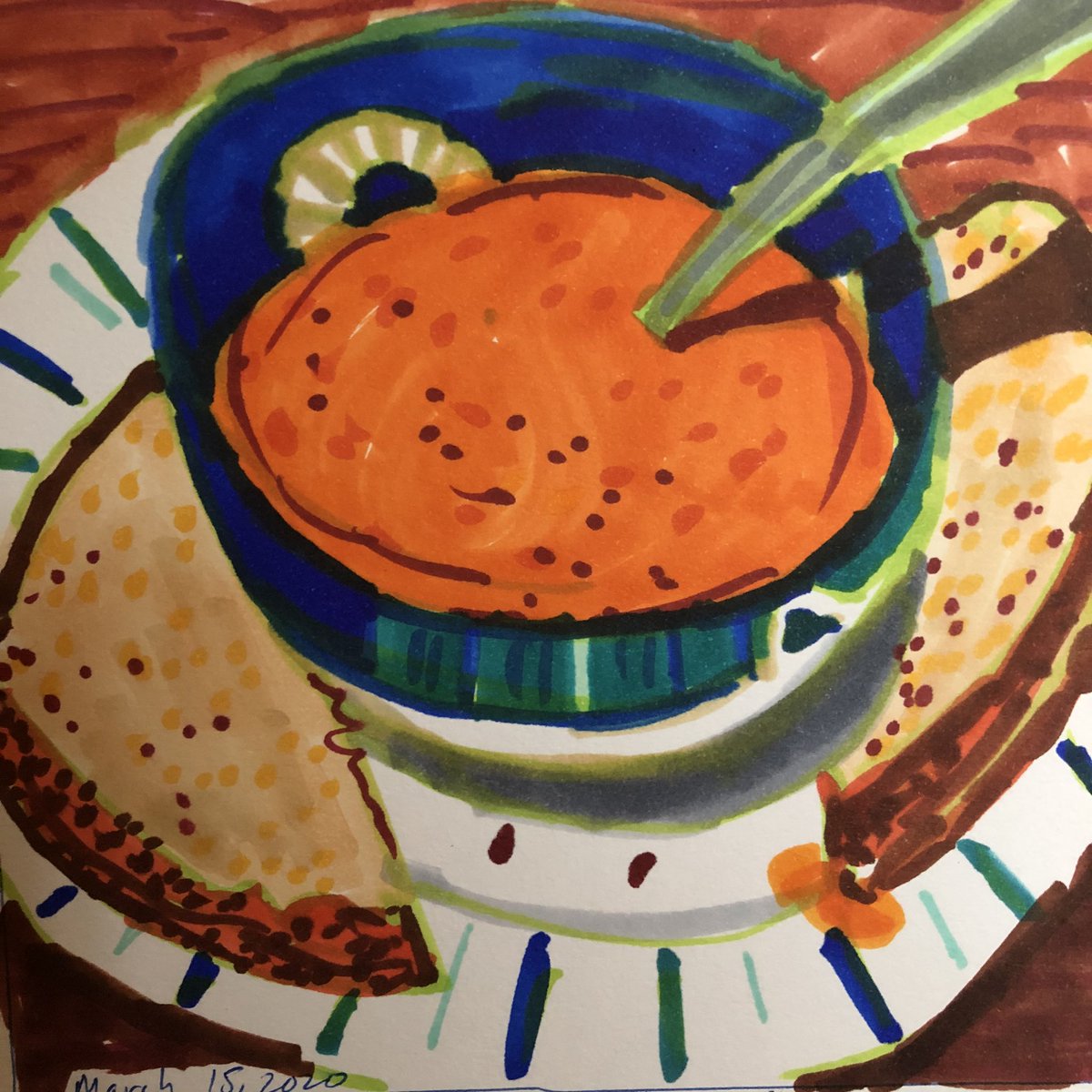 Grilled cheese and tomato soup no 3.  #art366