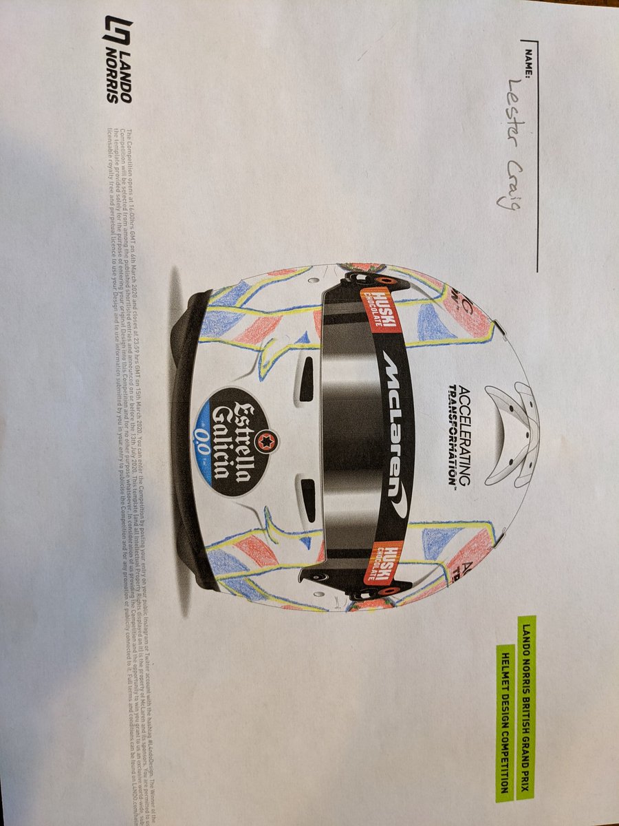 MrLesterCraig's tweet photo. @TeamL4NDO here's my entry for the British GP helmet design. This was hard, I had a hard time transferring my ideas to paper. Here's what I have #L4NDODesign https://t.co/nkcuBcHPXU