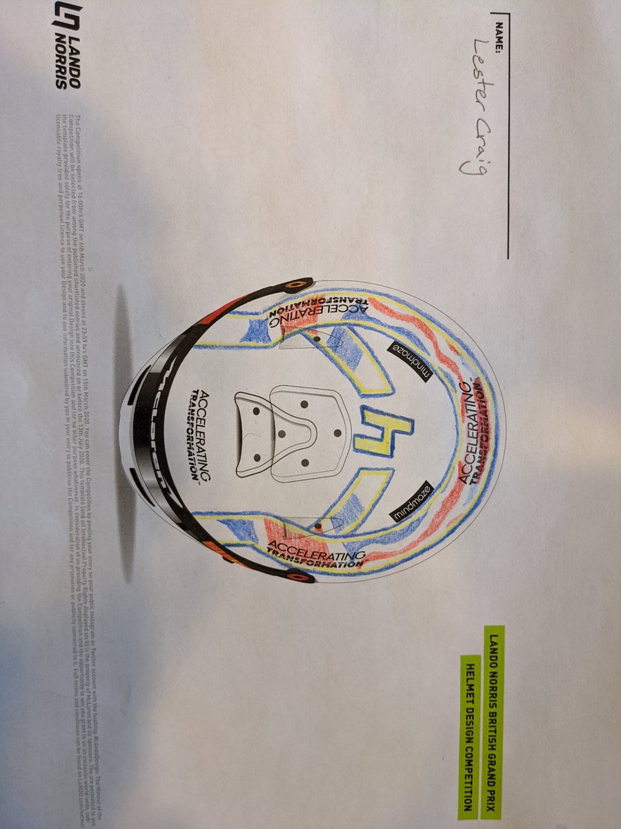 MrLesterCraig's tweet photo. @TeamL4NDO here's my entry for the British GP helmet design. This was hard, I had a hard time transferring my ideas to paper. Here's what I have #L4NDODesign https://t.co/nkcuBcHPXU