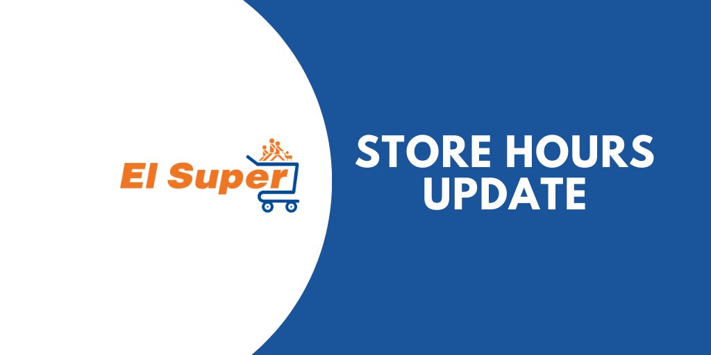 ElSuperOfficial's tweet photo. To better serve our customers, our stores will be closing today at 9pm and opening tomorrow at 8am. This will allow us time to restock. 
---
En nuestro esfuerzo por servirle mejor, cerraremos a las 9pm esta noche y abriremos mañana a las 8am. 

—El Super Team https://t.co/BELk0wn6hG