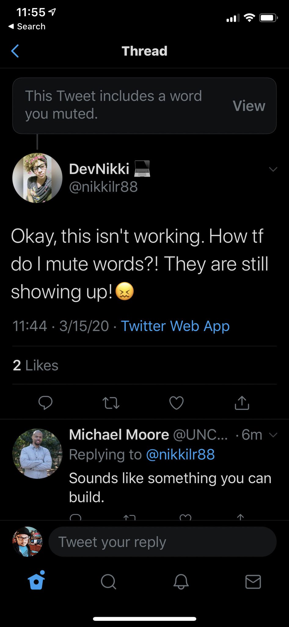 Joel Hooks ⛈ on Twitter "Muting doesn’t work in lists or search. It