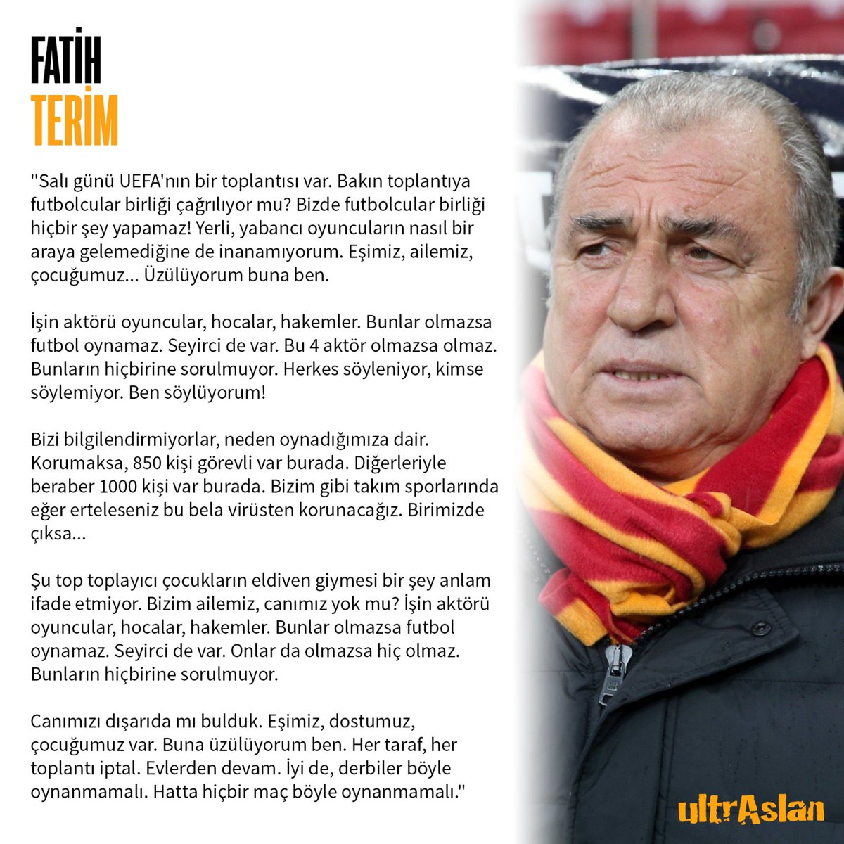 Hocamız <a href="/fatihterim/">Fatih Terim</a>'den Önemli Açıklamalar!

#ultrAslan