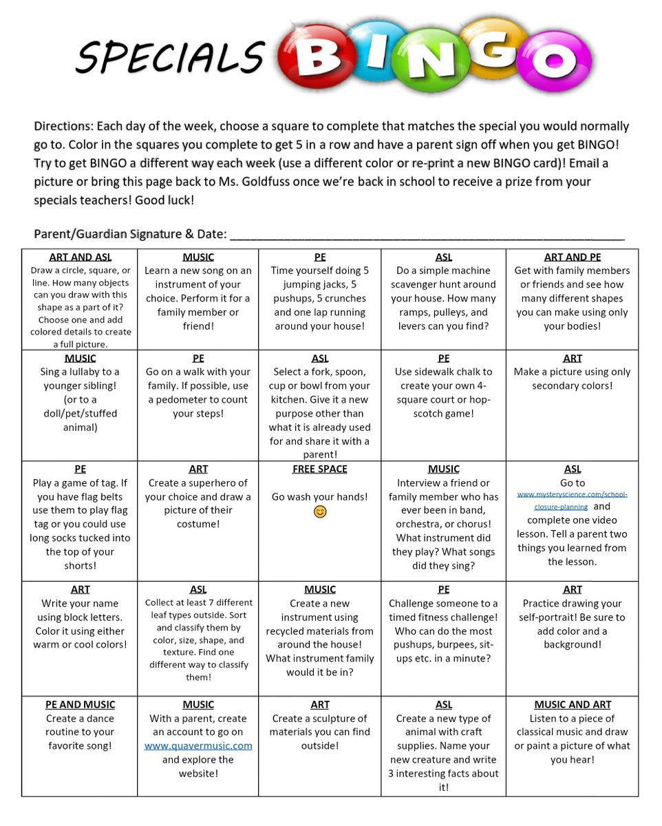 Music_at_Boston's tweet photo. Attention Huskies! Please go to https://t.co/xqvjcxtiiI or any of your specials teachers' websites to access our SPECIALS BINGO choice board! #OnlineLearning #LearnOn 🖥️🎶🎨⚽💡 @summithillhusky @summithillart @SHEASLab @SHEHuskyPE https://t.co/tuL7S2r1Uy