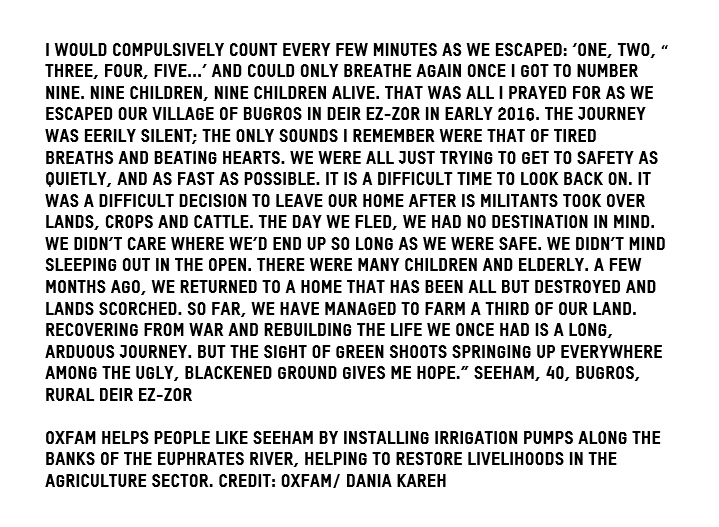 OxfamIreland's tweet photo. “I would compulsively count every few minutes as we escaped: ‘one, two, three, four, five...’ &could only breathe again once I got to nine. Nine children, nine children alive..." Today marks #9YearsOfWar in Syria. Read Seeham's story and eight others here: https://t.co/sfc4OALBDF https://t.co/msAgqDHfgk