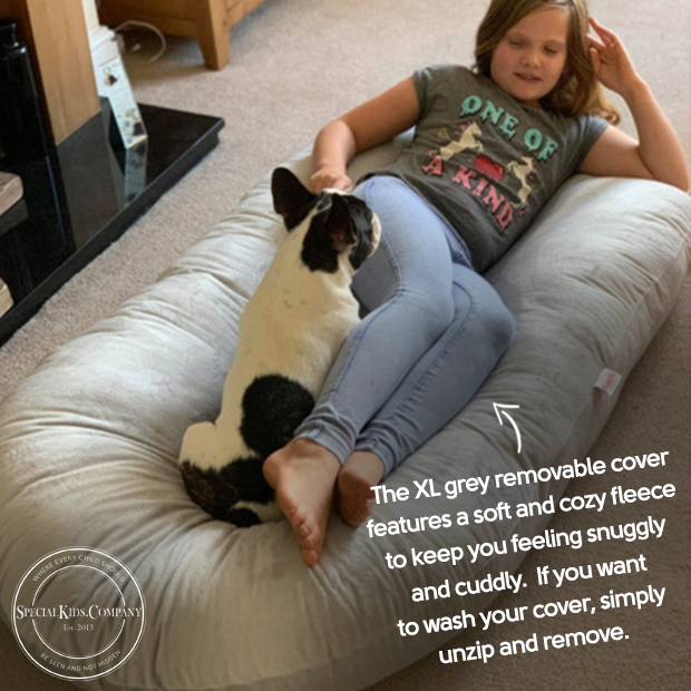 SpecialKidsCom's tweet image. You&apos;ll love our new #PoddlePod XL! With a super soft grey fleece removable cover, your huge pod will be the envy of all your friends and family! 🙋🏻‍♀️  

 #aspergers #cerebralpalsy #downsyndrome #downsyndromeawareness #ADHD #ADD