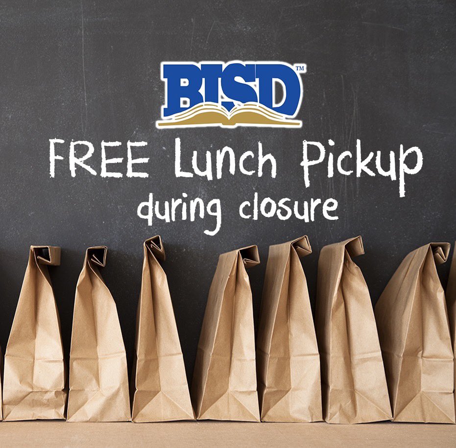 Birdville ISD to offer FREE meals for students during closure beginning Wed., Mar 18. Pickup stations are in front of Birdville Elem, Binion Elem, West Birdville Elem, and Watauga Elem from 11 a.m. - noon for anyone age 18 and under. Students must be present to receive a meal.