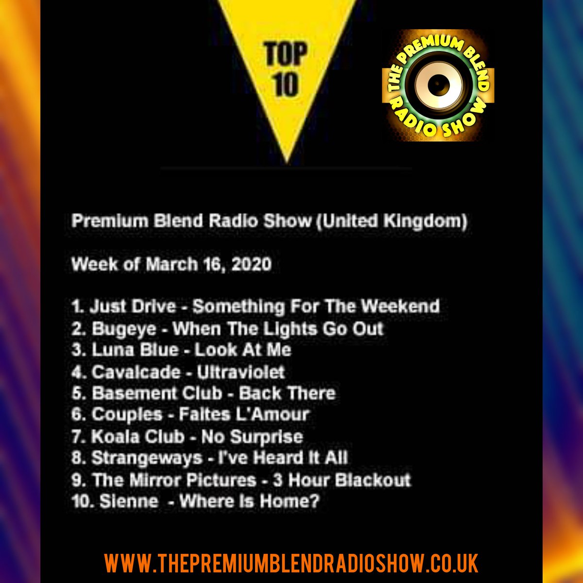 This weeks Top 10 Tunes of The Week

1 <a href="/justdrivemusic/">Just Drive</a> 
2 <a href="/Bugeyeband/">Bugeye</a> 
3 <a href="/Lunablueofficia/">Luna Blue</a> 
4 <a href="/Cavalcade__/">CAVALCADE</a> 
5 <a href="/basementclubuk/">Basement Club</a> 
6 <a href="/couples_band/">Couples</a> 
7 <a href="/wearekoalaclub/">wearekoalaclub</a> 
8 <a href="/ukstrangeways/">STRANGEWAYS</a> 
9 @Mirrorpictures1 
10 #Sienne

open.spotify.com/episode/0TKcFv…

#Top10 #Top10Chart #IndieChart #TOTP #Chart