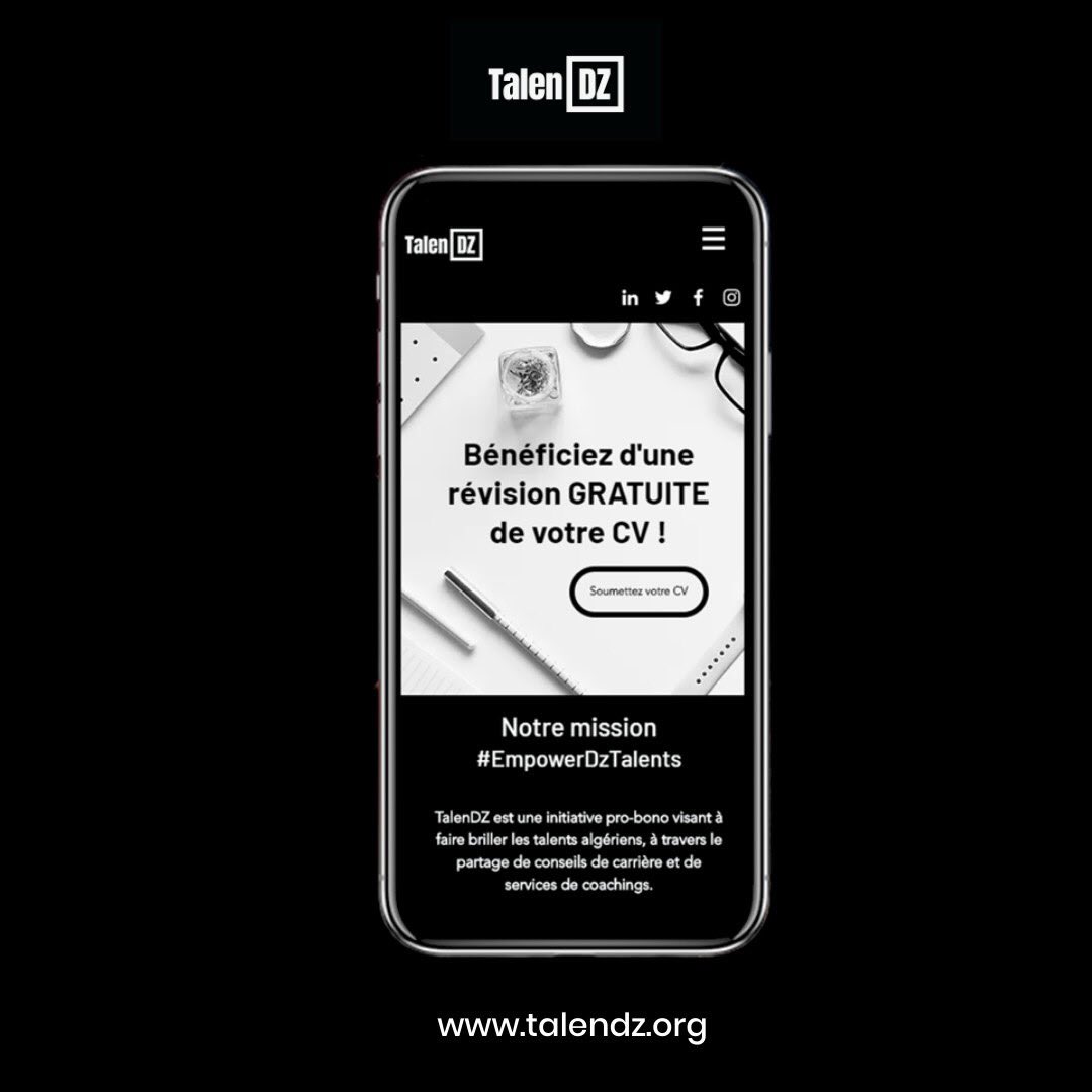 Lancement de TalenDZ, notre service gratuit visant à faire briller les talents algériens 🇩🇿 💫 🚀 
RDV sur talendz.org
#EmpowerDzTalents #Algeria #DZ #Algerie