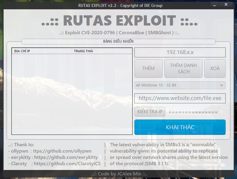 #SMBGhost #CoronaBlue #DIEGroup #CVE20200796
We have successfully developed the vulnerability tool CVE-2020-0796 (CoronaBlue - SMBGhost) based on a number of publicly available modules on Github.com.
--------------------
The tool is written on .NET C # platform.