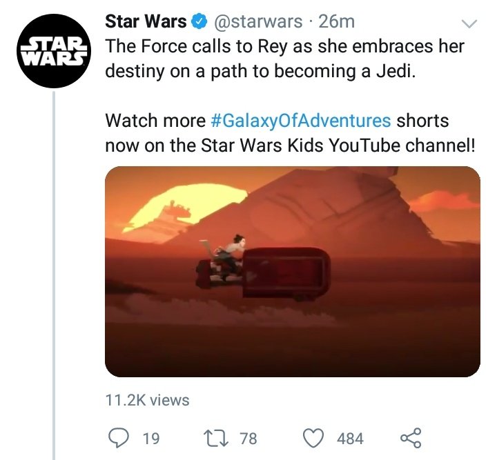 KRCompanion's tweet photo. @OG_MaraJade @OGStarwarsAB Oh look, even the official #StarWars twitter admits #Rey WAS NOT a #Jedi in #TheForceAwakens.
See that #RaeCarson? It's called "research".
So much for that, "I desperately wanted to see a girl JEDI on the big screen. So, in TFA..." narrative. 🤷♂️
#TheFandomMenace @DDayCobra https://t.co/HfBD31kXTR