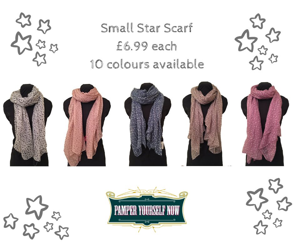 PamperTracy's tweet photo. How cute are our small star scarves? ⠀⠀
⠀⠀
£6.99 each + P&amp;P.
⠀⠀
Available in 10 different colours. ⠀⠀
⠀⠀
Shop now >> https://t.co/x7KFLex9lZ⠀⠀
⠀⠀
#stars #smallstars #scarf #scarves #fashion #ladiesfashion #accessories https://t.co/rDynKz3Rw4