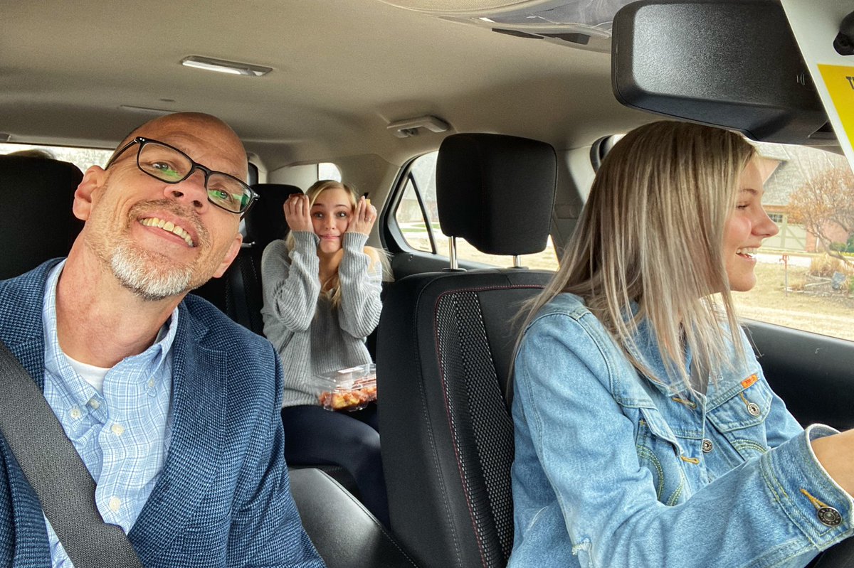 EnidBuzz's tweet image. Crumb Cruncher #2 Sunday driving. Crumb Cruncher #1 celebrating her 18th birthday in fear in the back seat. Where has the time gone? Just the other day they were my little assistants. #dadblogger