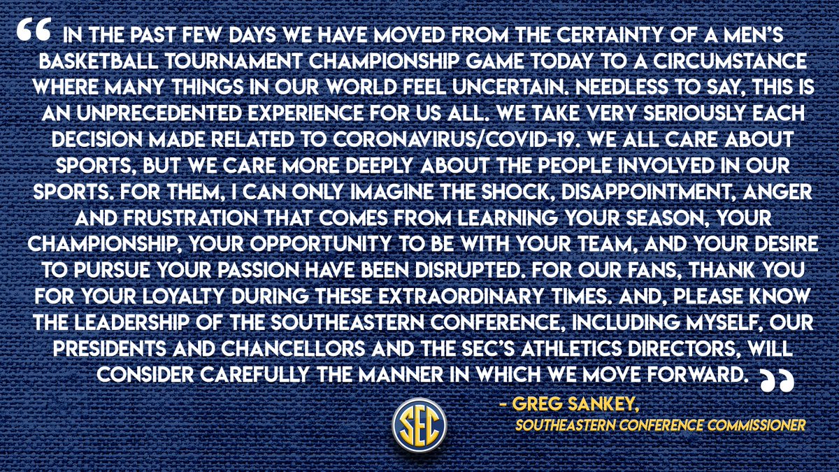 SEC's tweet photo. A message from @SEC Commissioner @GregSankey https://t.co/vpLAY3jsh4