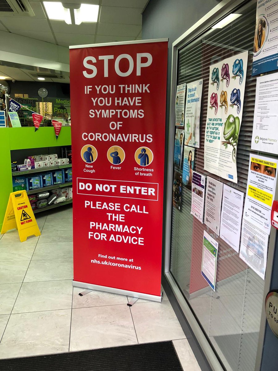 wickerpharm's tweet photo. This sign is apparently being supplied by Leicester LPC I believe. 
These need supplying nationally immediately. 
Emailing notices to print &amp; use is not good enough https://t.co/s7UMy6Xm6H