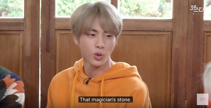 Seokjin asking Santa (er, his dad) for the Sorcerer’s Stone game for Christmas