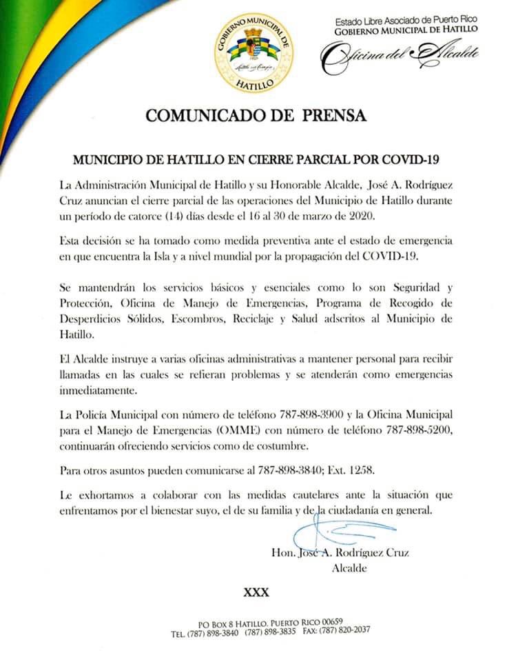 🚨 AVISO IMPORTANTE - MUNICIPIO DE HATILLO🚨