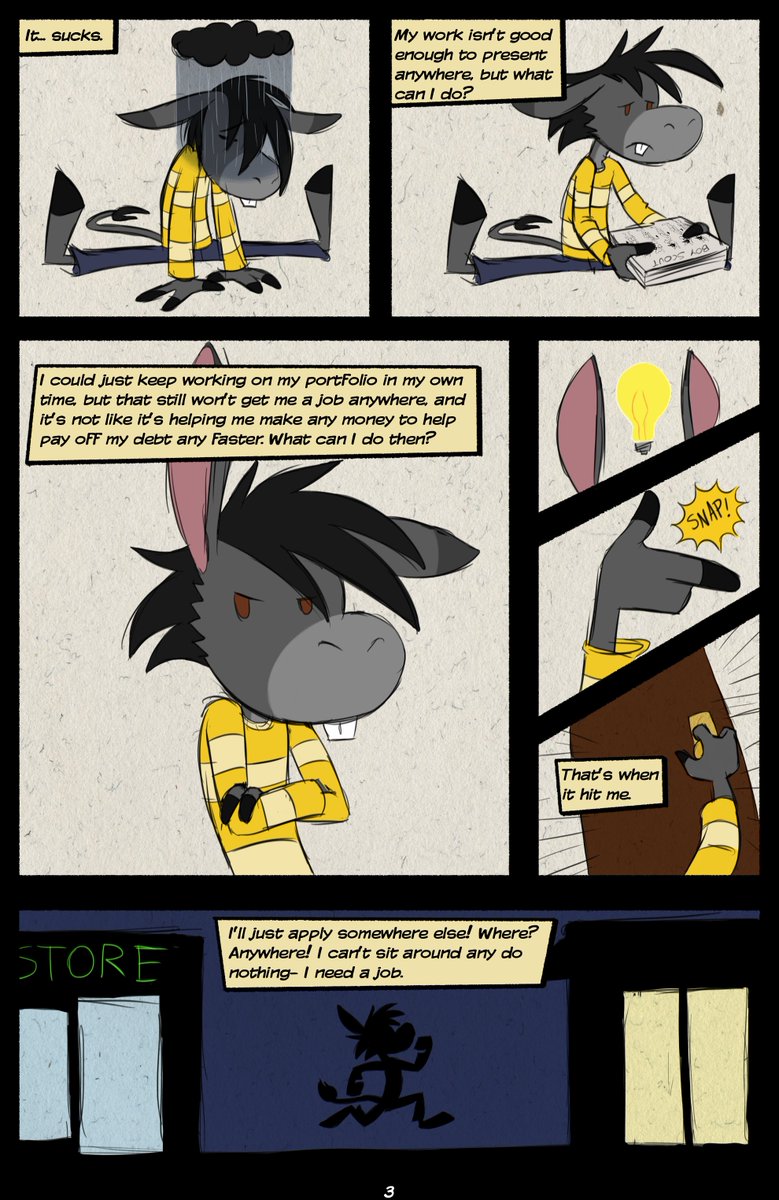BluMoonToons's tweet photo. Page 3 of the Pilot! Bucky's got his gears turning, so now it's time to set his new plan into motion! #InconvenienceStore https://t.co/LwpQq2DPKB
