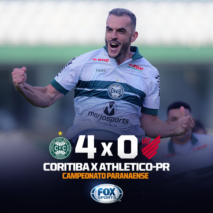 SportsCenterBR's tweet photo. PASSOU O TRATOR!
Coritiba não perdoa e goleia o Athletico Paranaense por 4 a 0, no Campeonato Paranaense. Rhodolfo, Matheus Sales, Sabino, Igor Jesus balançaram as redes para o Coxa! https://t.co/2GAihnNO3y