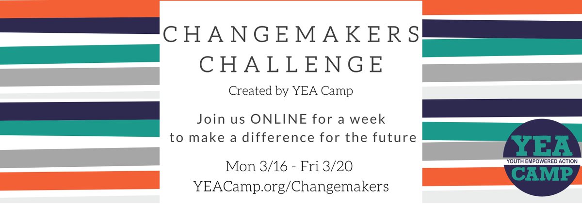 yeacamp's tweet photo. Join us for a 1 week online Changemakers Challenge training for youth 12+ through adults and use this week to make a difference for the future!
#Homeschooling 
#stuckathome #SocialDistancing #SocialJustice #CommunityQuarantine #teachershelpingteachers 
https://t.co/Gqw3DL7PSm https://t.co/WOrGylYMoe