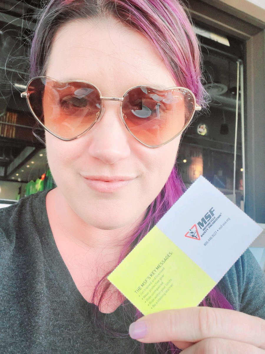 jasminecainrock's tweet photo. Guess what? I passed!!! 
I can ride a motorcycle now! There were 6 people in the class, 3 guys and 3 girls. Only 3 of us passed the test and I’m the only girl! Harley-Davidson of New Port Richey. Let's Ride! #FindYourFreedom @MSF__USA #BasicRidercourse #LearnToRide #GirlsWhoRide https://t.co/Cmvv1kaqCs