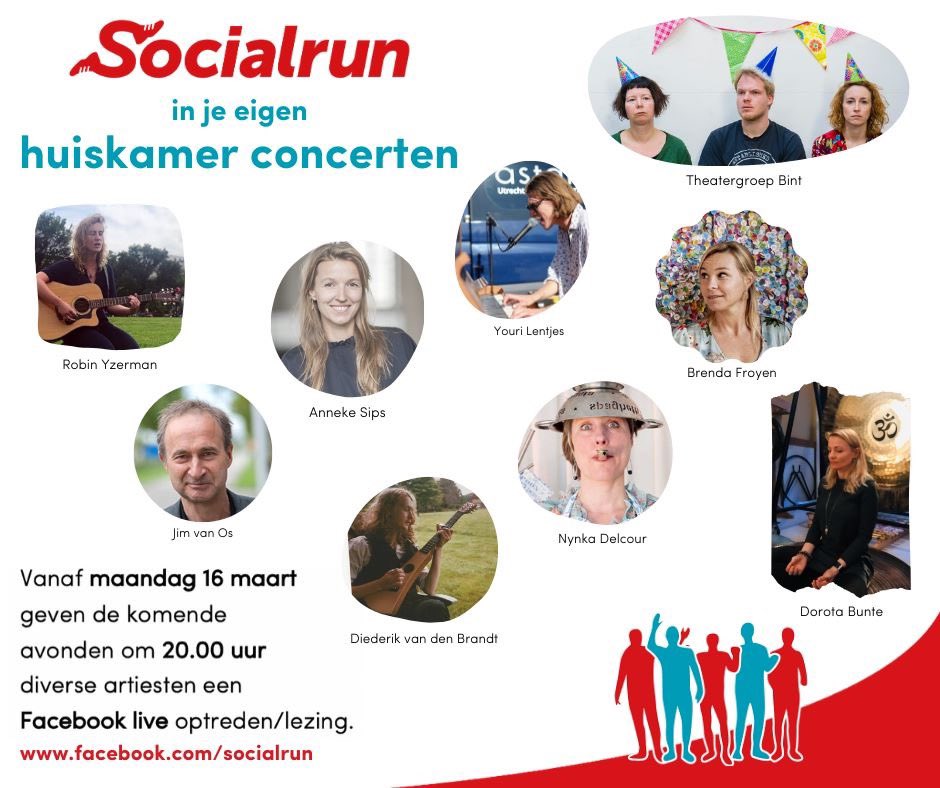 Alle deelnemers van de ‘<a href="/Socialrun/">Socialrun</a> in je eigen huiskamer concerten’ zijn bekend! #meedoeniswinnen #socialrunhuiskamerconcerten