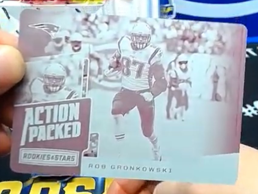 ClubOneOfOne1's tweet photo. Action Packed (as always) Rob Gronkowski Monster Plate 1/1 at @TopShelfBreaks 

#ClickItToGronkIt ... almost there... let’s try again...
#ClickItToHitIt https://t.co/j4EZPby3gv