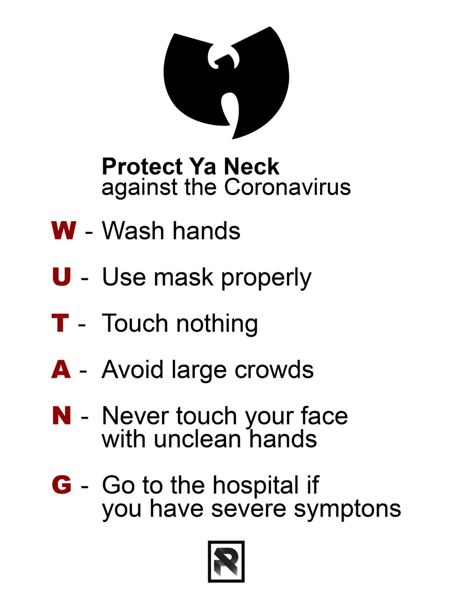 Protect Ya Neck against the Coronavirus. We are making a few thousand prints and distributing them across New York City. Feel FREE to do the same in your City.
Share and RT this to the world. #wutang