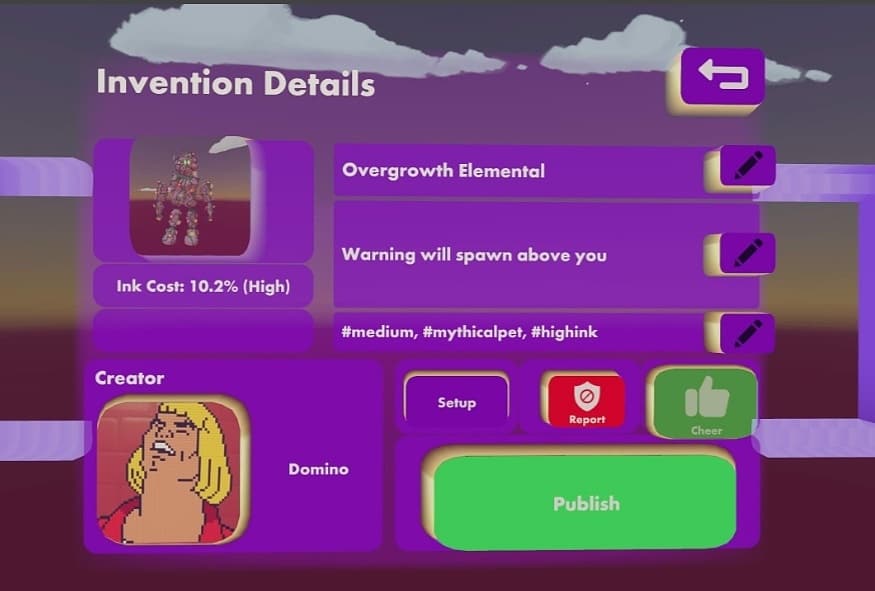 CommanderDomino's tweet photo. Introducing the Overgrowth Elemental as part of the #MythicalPet Challenge #Recroom @MakerPenClass @recroom https://t.co/UgAHSuDI0s