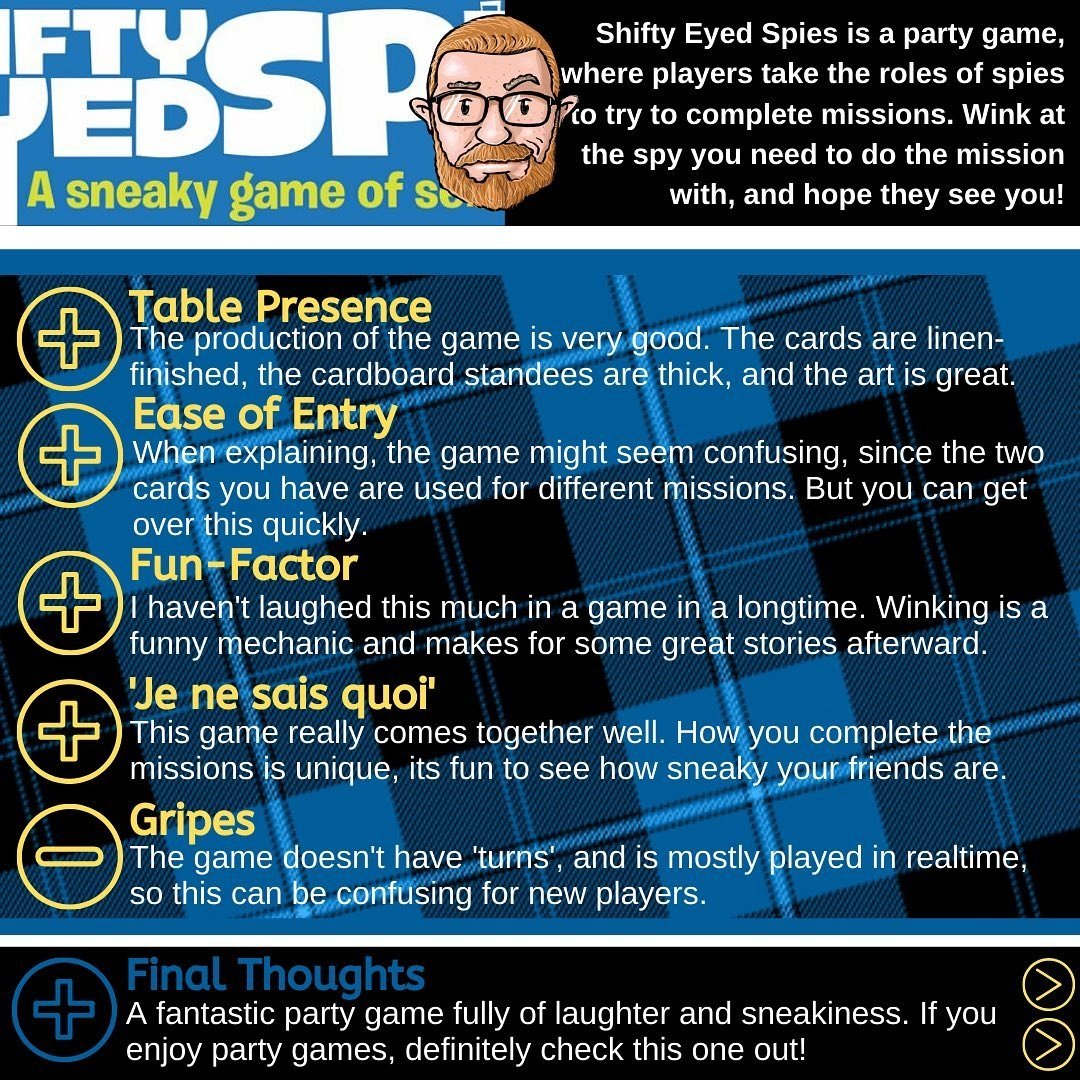 biggcreativellc's tweet photo. Another fantastic quick review from @jordanplaysblue Jordan Quickly Reviews... Shifty Eyed Spies by #biggcreativellc
Swipe through to see my thoughts on this party game.
.
.
.
#Boardgames #boardgamer #boardgamers #boardgamegeek https://t.co/Ppqgi3B9bi