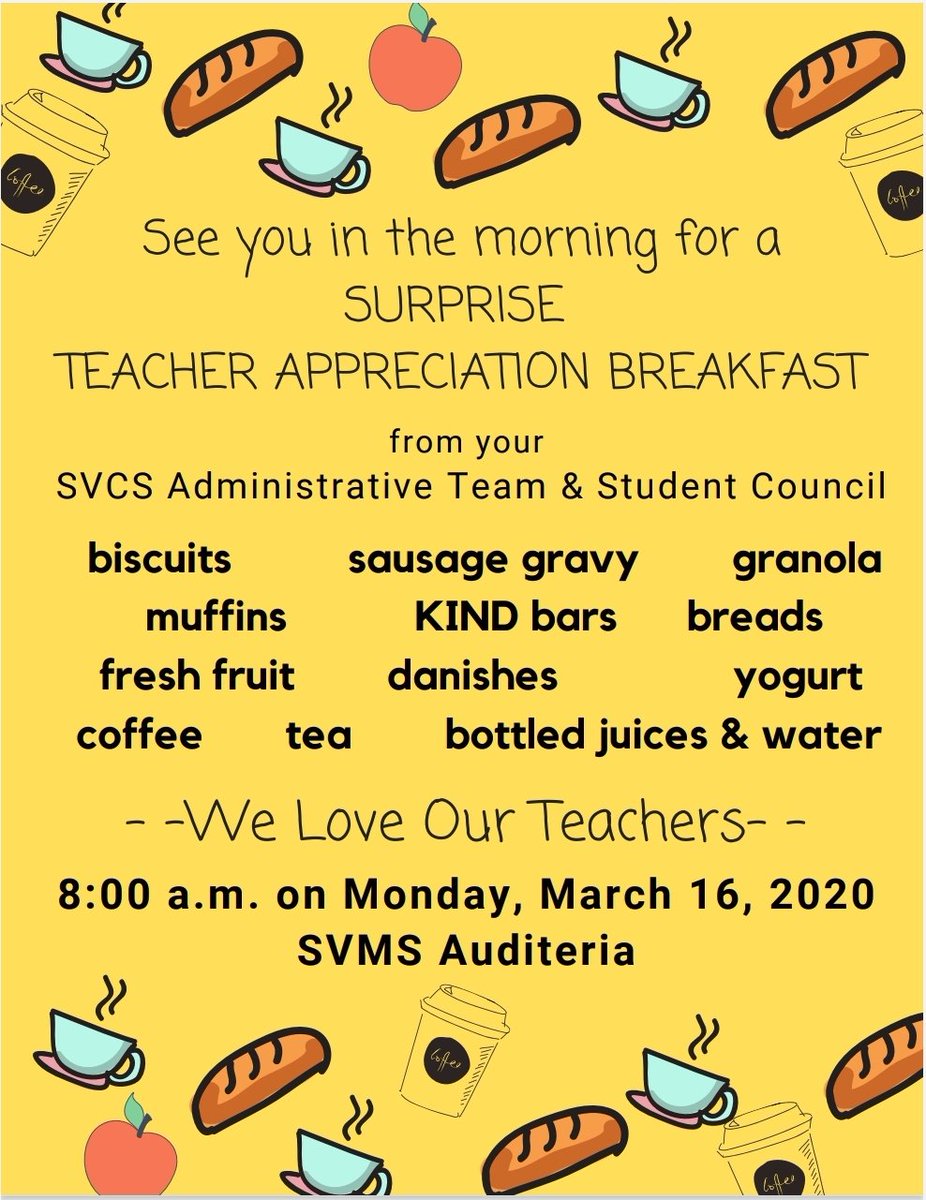 Melanie_Beaver's tweet photo. π€ππ₯―β
Supporting our district's teachers as they work on their extended eLearning lessons!
Also setting up multiple breakfast food/drink stations to encourage social distancing.
βπ§ππ€
#nobuffetstyle #lotsofworkspace
#SVschools #WeLoveOurTeachers https://t.co/g7fua0o3XM