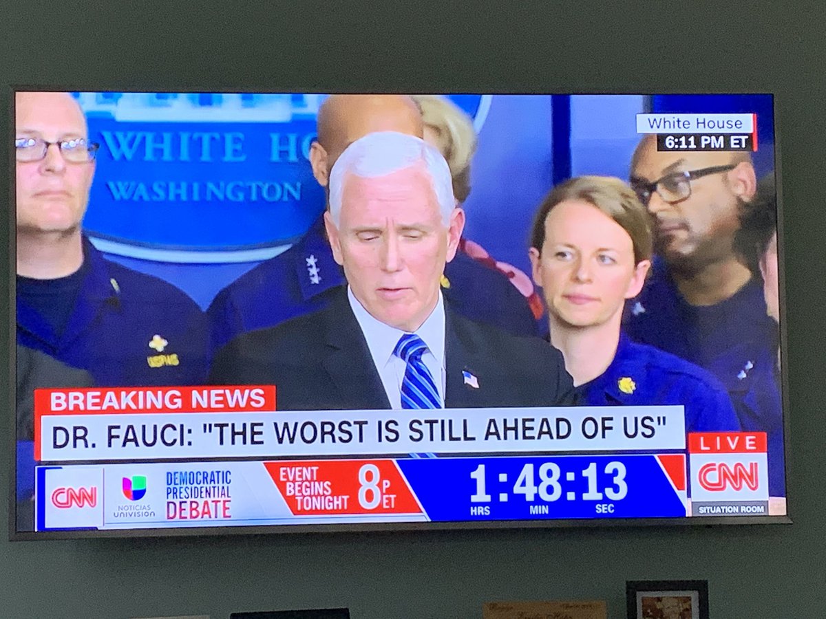 The story of COVID-19 in three chyrons. Someone is lying.