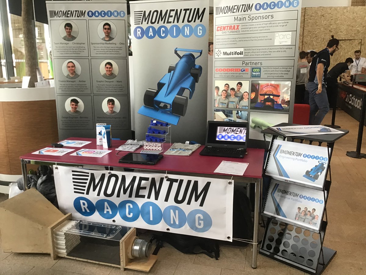 F1Momentum's tweet photo. Our Pit Display at the South West Regional Final 2020 at Bristol and Bath science Park. #F1inSchools https://t.co/tm4p7NEAUx