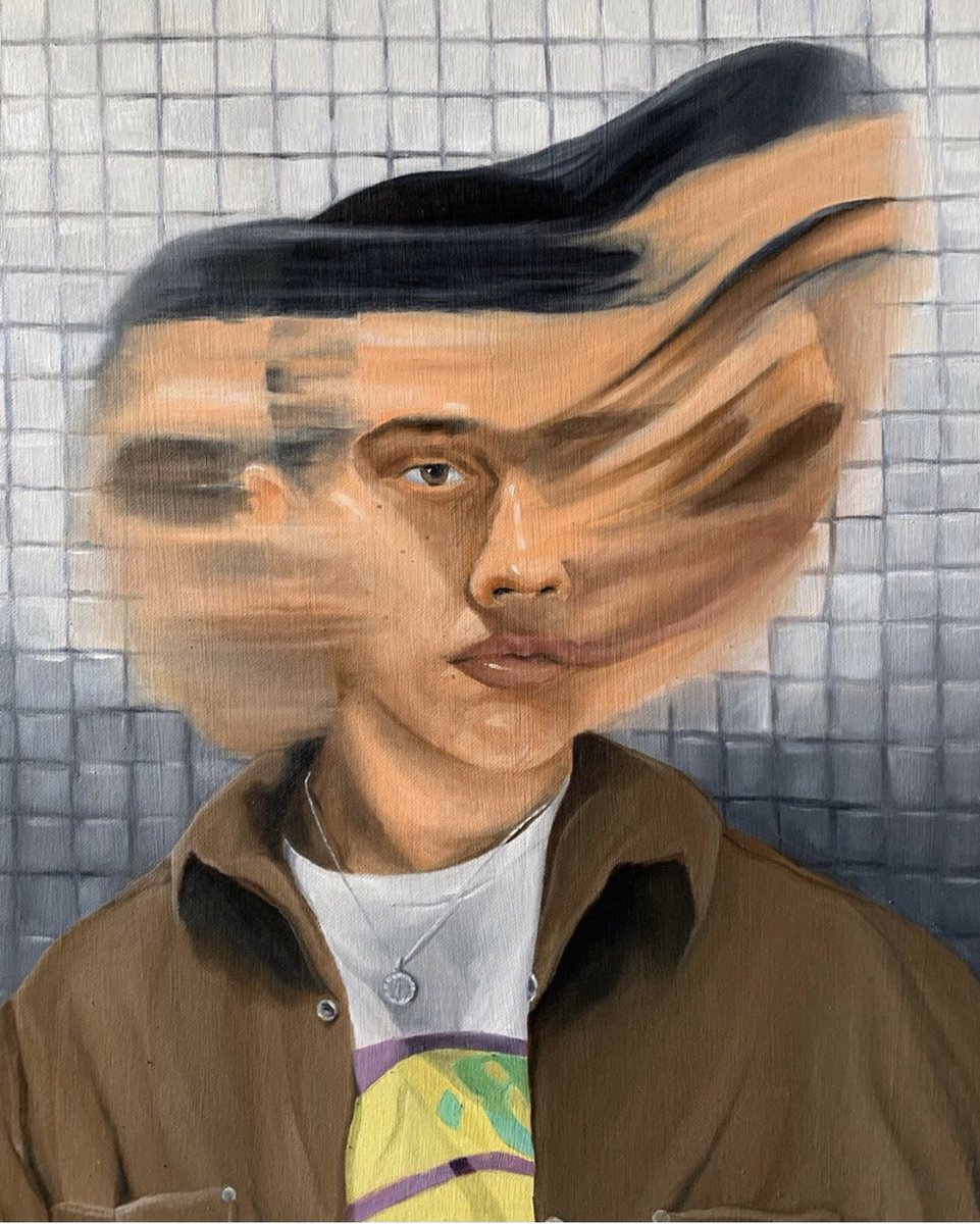 asteticas's tweet photo. OUR FRIEND JAM JUST RELEASED THIS AMAZING SELF PORTRAIT TITLED, VERTIGO, 2020.

#KIDJAM #JAM #OILPAINTING #PAINTING #ART #SELFPORTRAIT https://t.co/Hja08RU5Sw