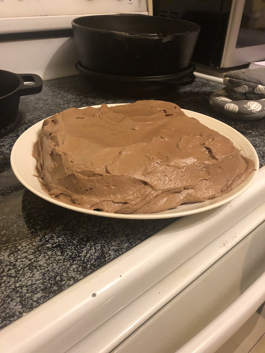 Chocolate cake with chocolate frosting. The cake recipe sort of from  @MiyokoSchinner’s Homemade Vegan Pantry cookbook.