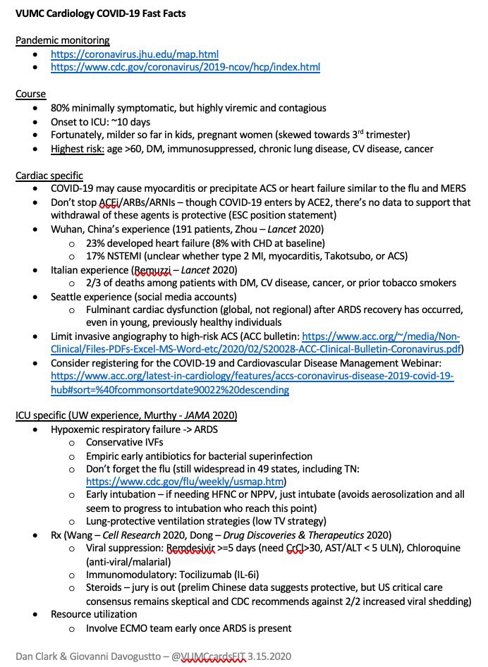 Fast facts sheet about #COVIDー19 CV disease for VUMC #ACCFIT and @VUMCMedicineRes in cardiology services. @LisaMen55989478 @BoydDamp @VUMC_heart