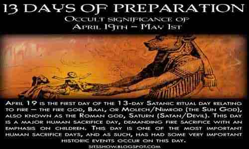 12. TEMPLE OF BA'AL & EPSTEIN TEMPLEThe Temple of Ba'al was destroyed by ISIS in 2015 and was recreated in NYC https://tinyurl.com/vn5eoef April 19th is the first day of a 13 day period of time known as “the Blood Sacrifice to the Beast” https://tinyurl.com/tk5cr9o 